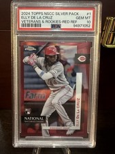 2024 Topps Chrome NSCC Silver Pack Elly de La Cruz Red Refractor /5 RC PSA 10