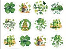40 PCs Round 1  St Patrick  s Day Themed Stickers 12 Designs Parties Env Seals