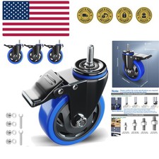 Stem Caster Wheels 5 inch Heavy Duty Threaded Stem Mount Casters Set of 4 wit...