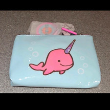 Jellycat Seas The Day Narwhal Makeup Pouch Bag Turquoise BNWT Retired