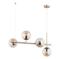 Pendelleuchte 4-Flammig Glas Gold Bernstein Modern E14 L:71 Cm HäNgelampe KüChe