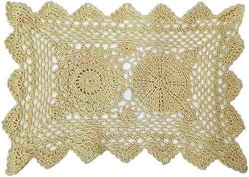 4859 - 12x9 Hand Crochet Doily Faux Ivory - |19-27|