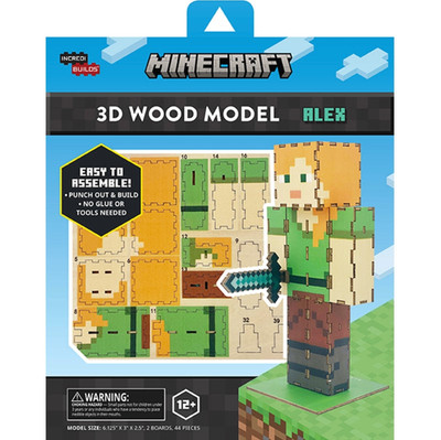 Minecraft Alex 3D Wood Model Kit - Gifts for Kids - No Glue Required