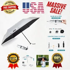 Compact Ultralight Travel Umbrella with UPF 50+ UV Protection - 43-Inch Canopy