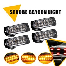 4Pcs Amber 12LED Car Truck Strobe Light Bar Flashing Indicator Runing Light Lamp