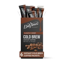 Slightly Sweet Cold Brew Stick Pack, Instant Coffee Powder, 6 Count (Pack of 1)