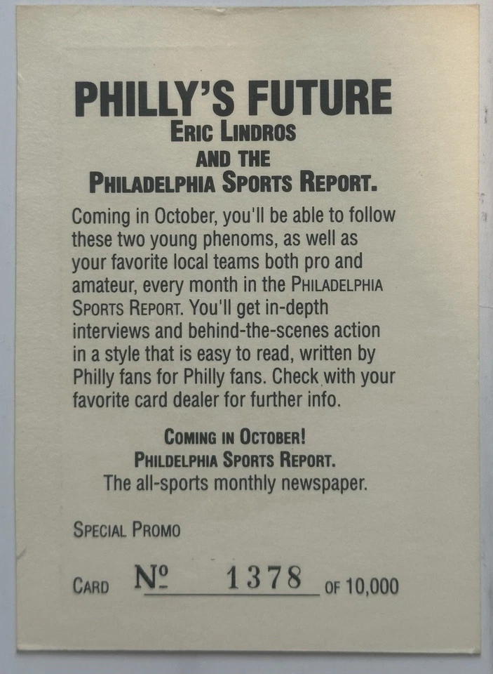 Eric Lindros, Certified Autographed, Limited edition, numbered rookie card - Image 4 of 4