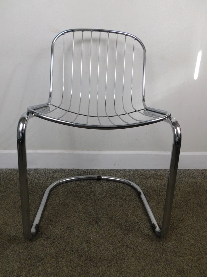 Compra 1 o 2 Silla Lateral Moderna Mediados de Siglo Cromo Listón Brno Rohe Bertoia ERA AÑOS 70 Foto 3 de 4