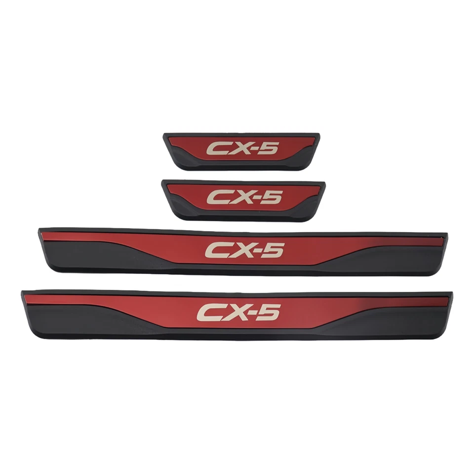 4PCS Red Car Door Sill Protector Scuff Panel Trim Parts For Mazda CX-5 2012-23  - Изображение 2 из 4