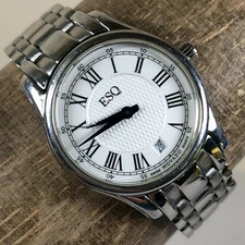 ESQ Movado Women Fashion Swiss MOVT Silver Tone Quartz Analog 26mm Watch 6 1/4"