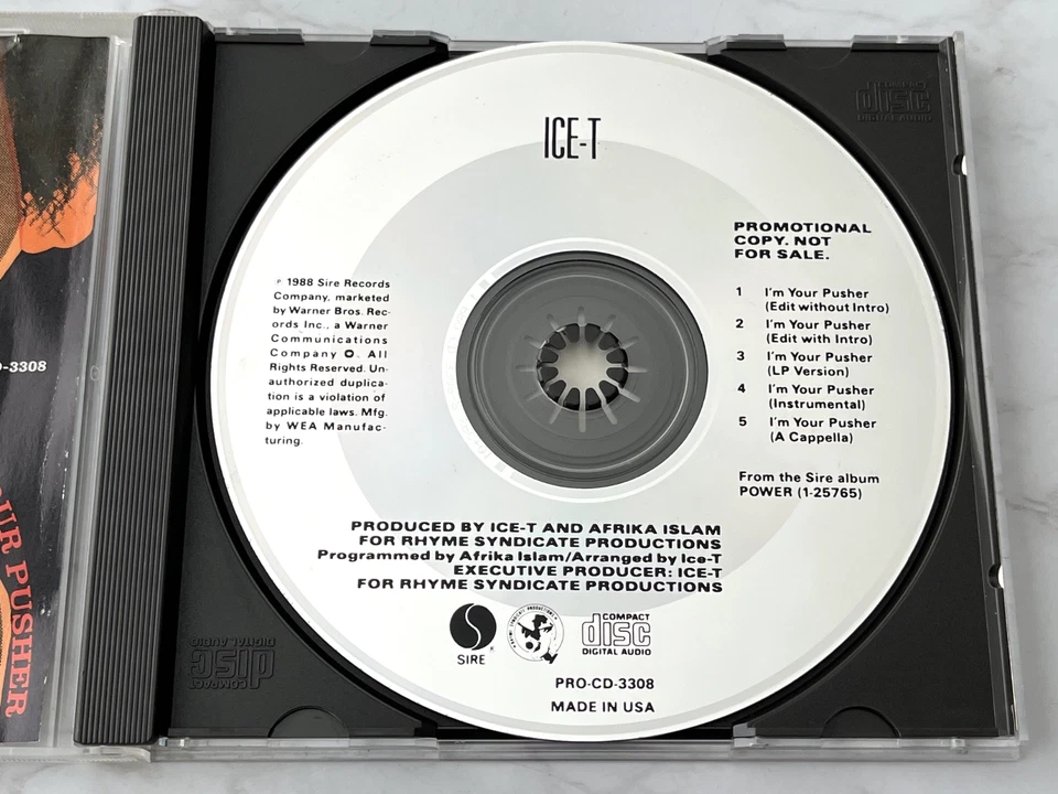 Ice-T I'm Your Pusher CD Single PROMO! 1988 Sire PRO-CD-3308 Body Count RARE OOP Foto 2 de 4