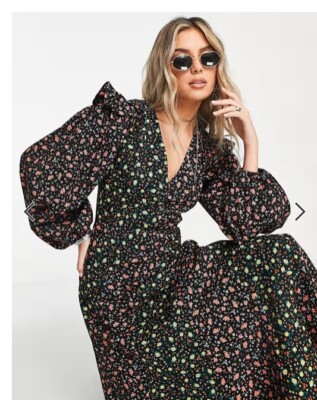 topshop floral chuck on midi dress Topshop Ditsy Floral Print Boho Chuck On Poplin Midi Dress Size 12