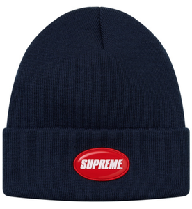 supreme rubber patch beanie