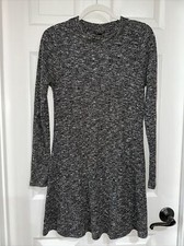 Topshop Women's Size 8 Lightweight Sweater Dress Knee Length Gray Black Multi