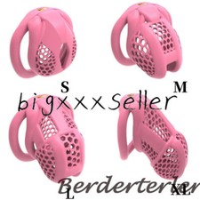 Pink Male Chastity Cage Abstinence Chastity Device with Locks Rings Male