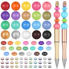 300 Pieces Focal Beads For Pens 12mm Silicone Lentil Beads 15mm Silicone Round B