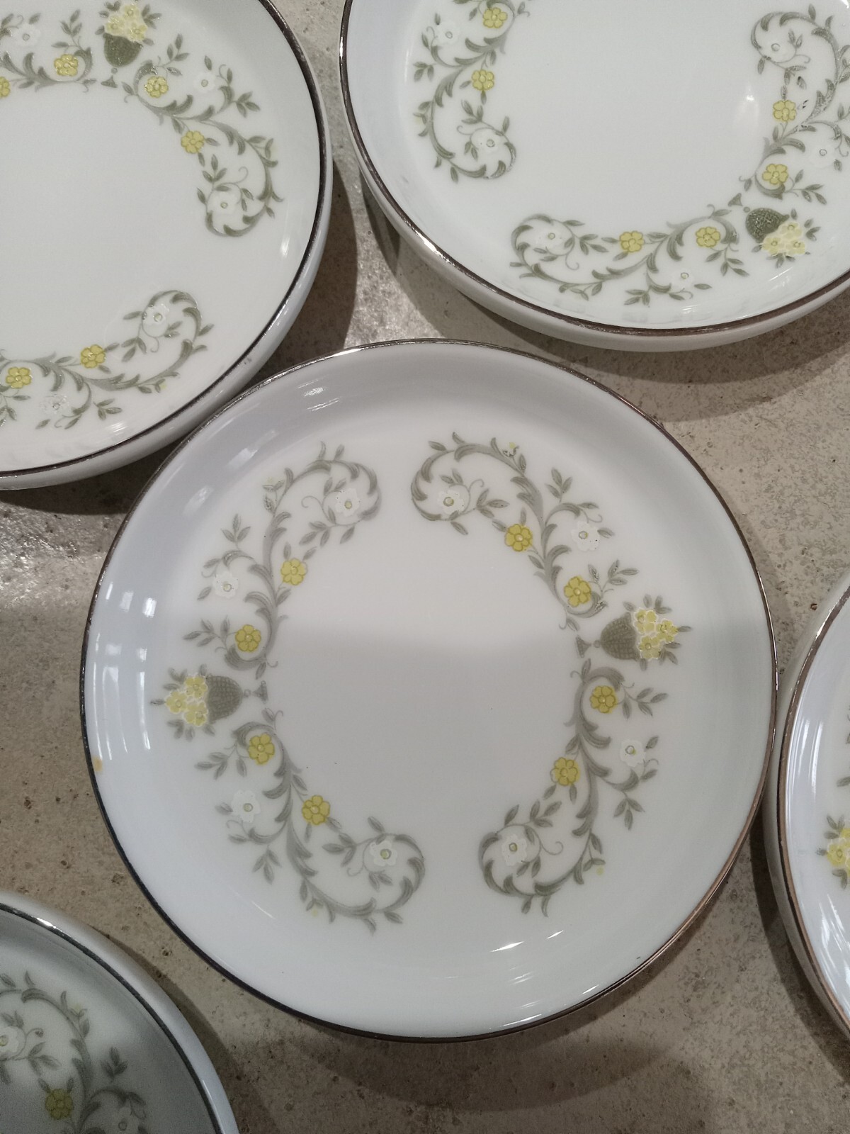 STERLING FINE CHINA JAPAN FLORENTINE Platinum Trim Set of 8 Coasters 3.