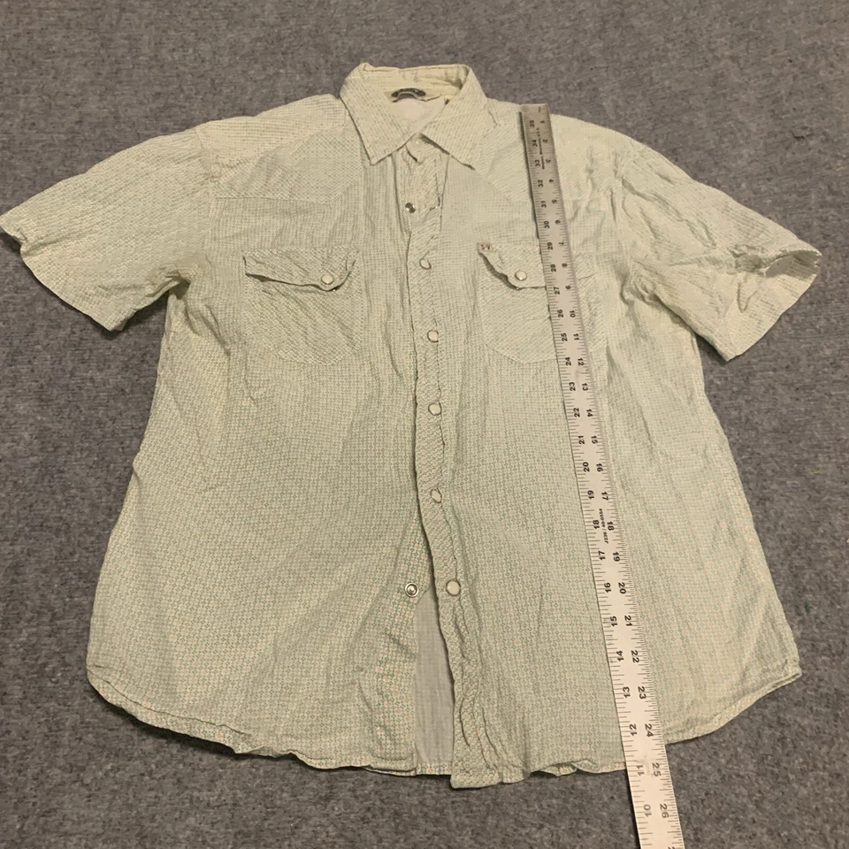 盐谷西部衬衫男式小号设计珍珠扣牛仔休闲牧场 — 第 3/4 张图片