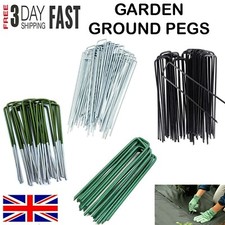 METAL GROUND GARDEN LANDSCAPE WEED MEMBRANE FABRIC TURF HOOKS PEGS STAPLES