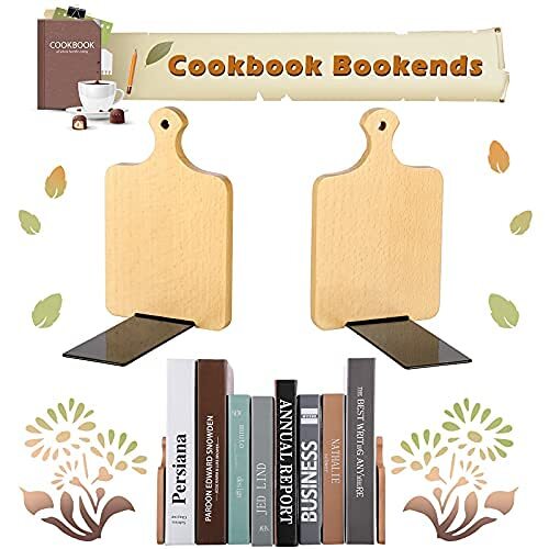 Wood Bookends Kitchen Cookbook Bookends Quality Cutting Board Decorative Wooden - Picture 3 of 7
