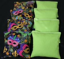 New Orleans Mardi Gras Party Purple and lime 8 ACA Regulation Cornhole bags