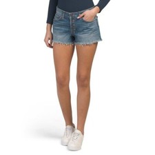 Lucky Brand Womens Mid Rise Med Wash Button Fly Cut Off Jean Shorts Sz 30 New