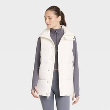 Womens Long Puffer Vest - All In Motion Cream...