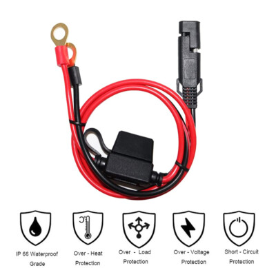 16AWG 0.6M 12-24V SAE to O Battery Cable Extension Wire For Car RV motorcycles