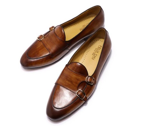 Double Buckle Straps Round Toe Slip-Ons