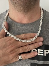 Sterling Silver 8mm Rope chain Ladies 7.5" Chain Silver Chain Men's 22"-32"