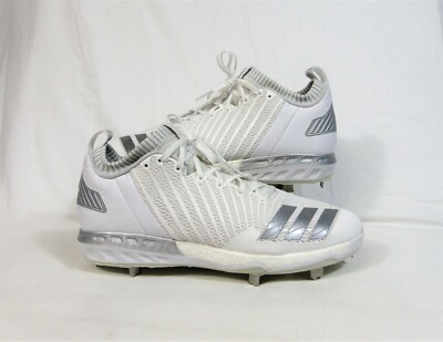 Adidas Boost Icon 3 Mid White & Silver Baseball Cleats Sz 13 NEW B39165 RARE