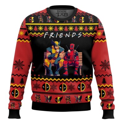 F.R.I.E.N.D.S Deadpool Wolverine Ugly Sweater Festive Marvel Gift