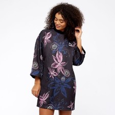 Puma Dress Black Archive Logo Printed Dress Purple Pink Floral Size M NWT