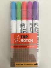 Top Notch Paint Markers Extra Fine Tip Oil Based 5pk 1737-2657 NEW