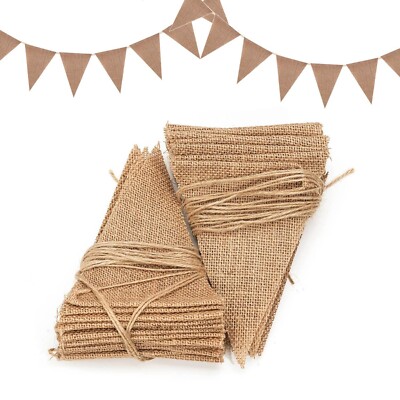 Dahi 2 Strings 48pcs Burlap Banner Boho Pennant Banner Fabric Triangle Flag L...