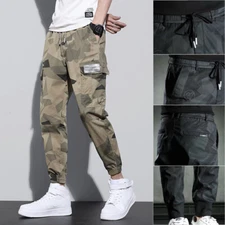 Man Casual Jogger Pants Sweatpants Cargo Combat Streetwear Trousers
