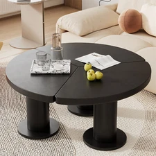 Coffee Table Center Cocktail Table Side Table for Living Room White/Black