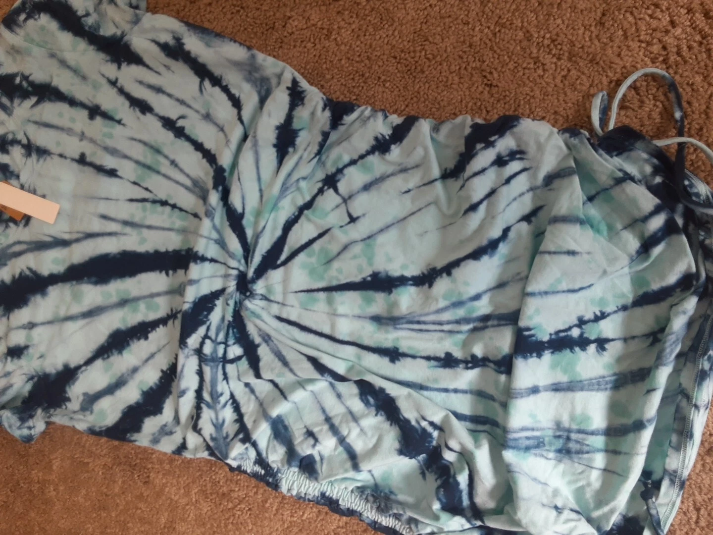 UNDERCOVER Abito Victorias Secret ROSA Tye Dye Turchese Spirale Increspato L HTF Nuovo