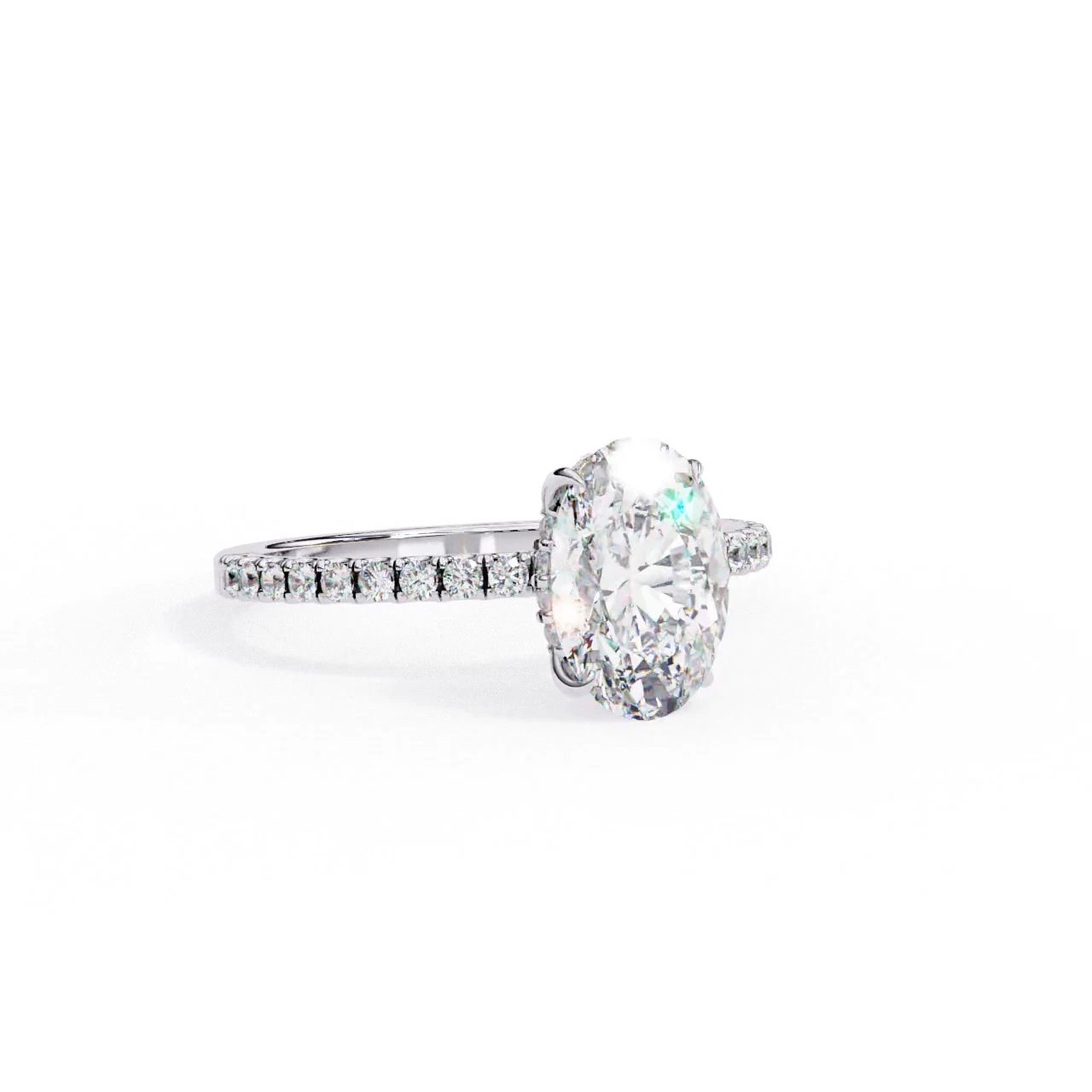 IGI Certified, 1.24CT, Lab-Grown Oval Diamond Engagement Ring, 14k White Gold image-2