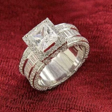 3Ct Lab-Created VVS1 Diamond Halo Engagement Wedding Ring 14k White Gold Finish