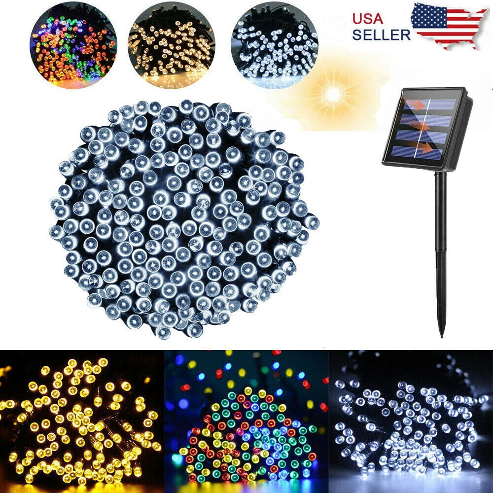 Outdoor Solar Fairy String Lights 100 200 500LED Waterproof Garden Decor