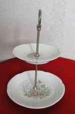 PRESENTOIR SERVITEUR DOUBLE ETAGE ANCIEN PORCELAINE BERRY création Le Lourioux