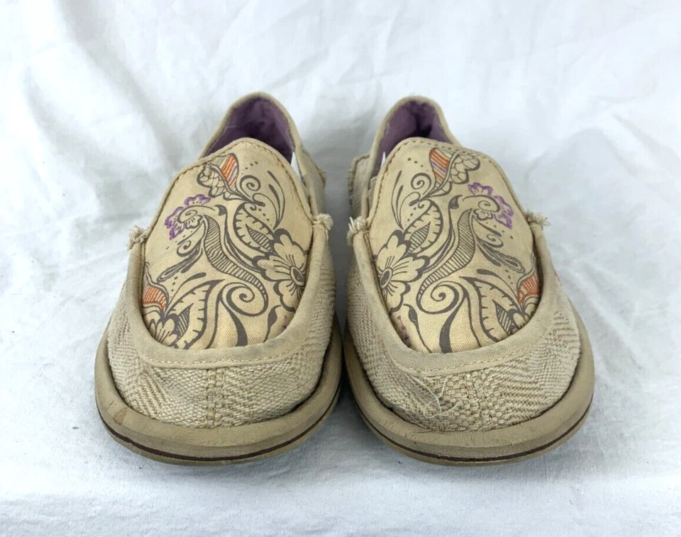 Zapatos de playa Sanuk Paisley cómodos para mujer 9 lona tostada floral punta simulada sin cordones Foto 2 de 4