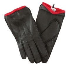 Touch Point Men's Black Leather Wool Smart Gloves Size Small L66154