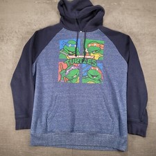 Teenage Mutant Ninja Turtles Hoodie Pullover Graphic Print Blue Size XL