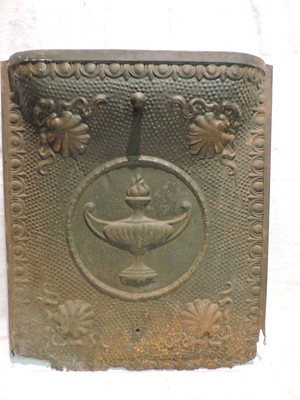 Antique Late 1800 S Tin Ornate Summer Fireplace Cover Torch Design