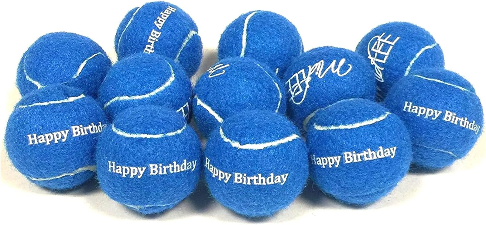 Happy Birthday Dog Tennis Balls (12 Pack) (Small, Blue)