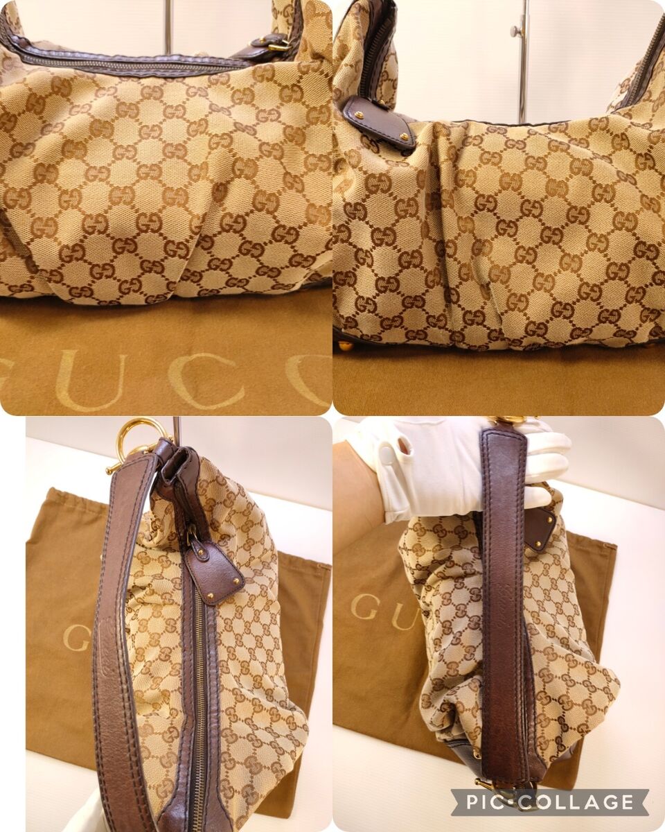 Auth GUCCI One Shoulder Bag Canvas Leather 211966 203998 Auth GUCCI One Shoulder Bag Canvas Leather 211966 203998