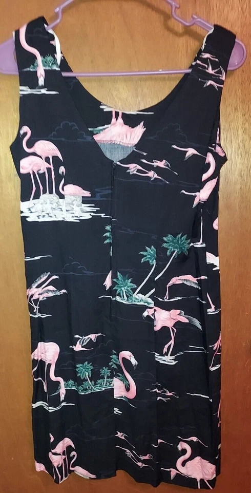 Vestido Corto Vintage Talla Pequeña Paradise Found Rosa Flamenco Hawaiano Foto 2 de 4