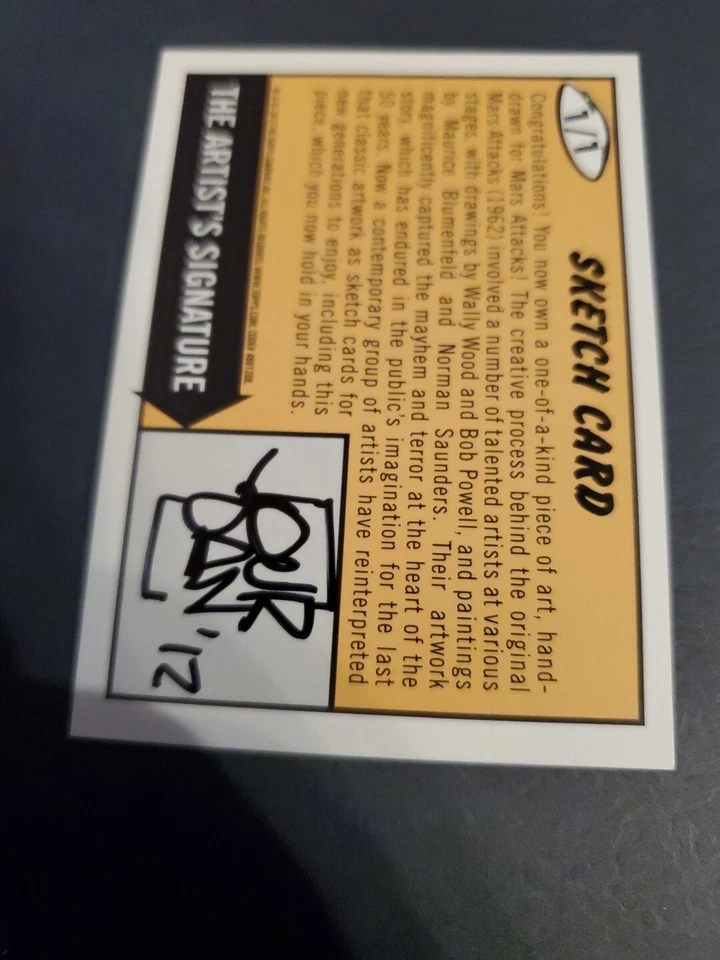 2012 TOPPS MARS ATTACKS HERITAGE  Diego Jourdan Pereira 1/1 Sketch Card - Image 2 of 2